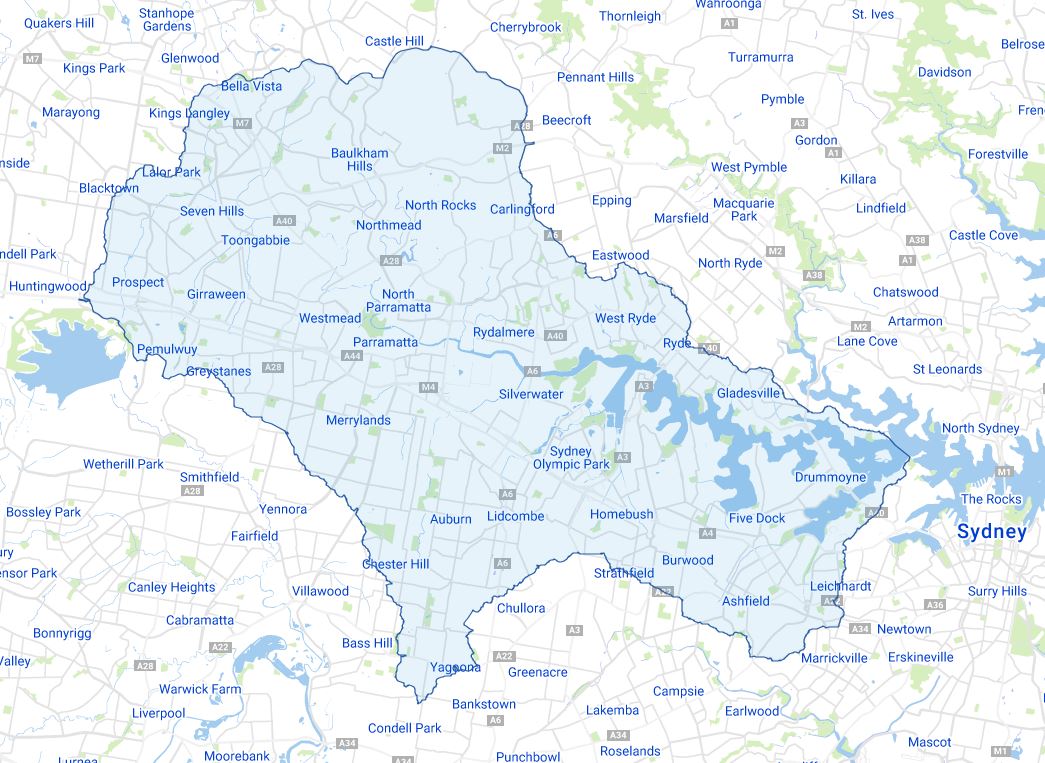 Parramatta River catchment map